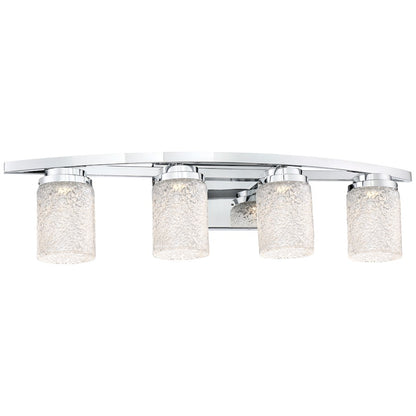 George Kovacs Brilliant 32in 4-Light LED Bath Vanity | Contemporary Chrome and Clear Textured Glass | Bathroom Vanity Lighting | Model P5324-077-L