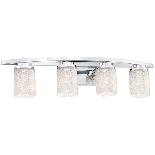 George Kovacs Brilliant 32in 4-Light LED Bath Vanity | Contemporary Chrome and Clear Textured Glass | Bathroom Vanity Lighting | Model P5324-077-L