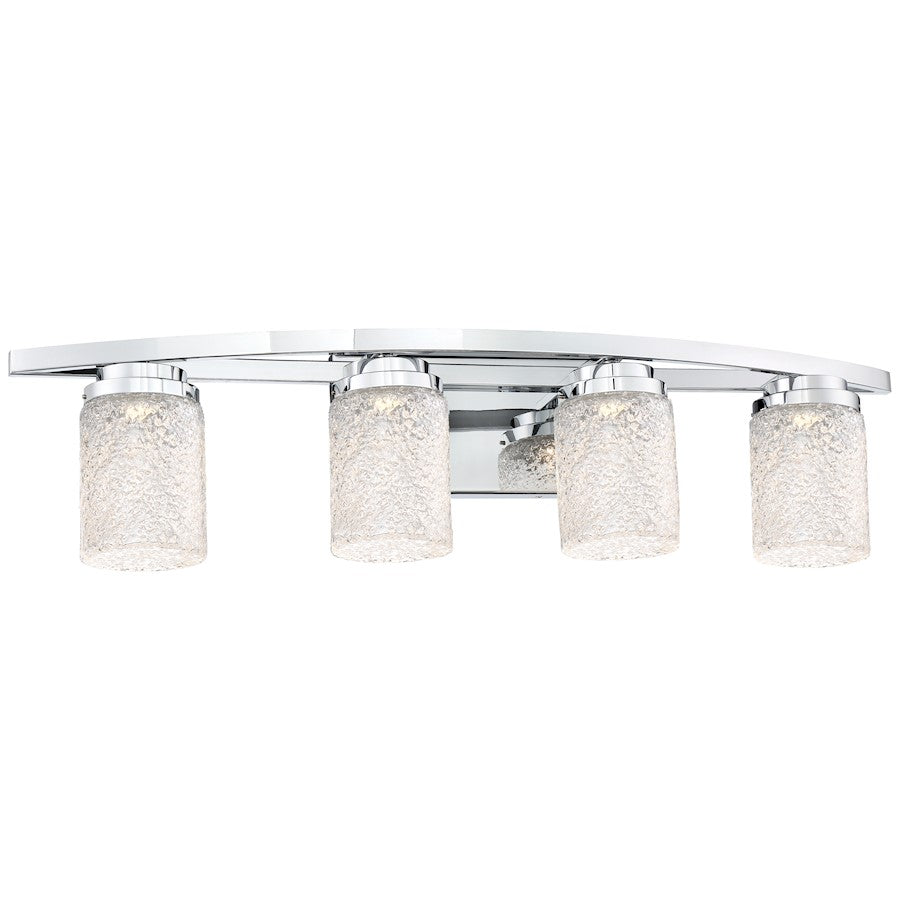 George Kovacs Brilliant 32in 4-Light LED Bath Vanity | Contemporary Chrome and Clear Textured Glass | Bathroom Vanity Lighting | Model P5324-077-L