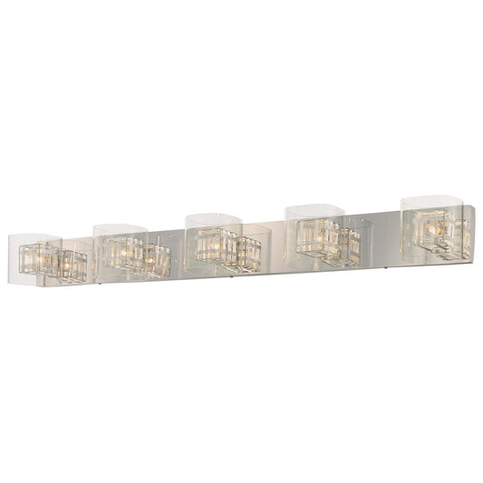 George Kovacs Jewel Box 47in 5-Light Bathroom Vanity Light | Contemporary Chrome and Clear Glass | Bathroom Vanity | 47 x 5 in | Model P5805-077