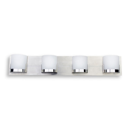George Kovacs Convex 29in 4-Light Wall Sconce | Contemporary Chrome and Clear Glass | Bathroom Vanity | 29 x 3 x 5 in | Model P5954-077