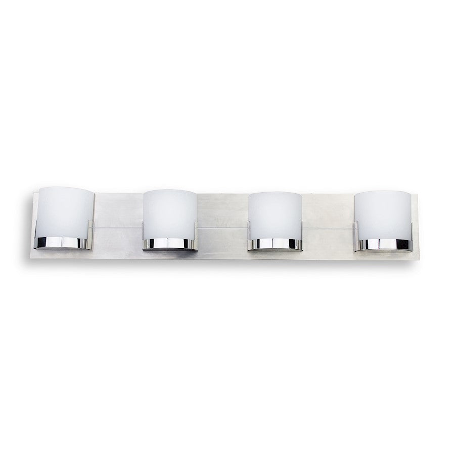 George Kovacs Convex 29in 4-Light Wall Sconce | Contemporary Chrome and Clear Glass | Bathroom Vanity | 29 x 3 x 5 in | Model P5954-077