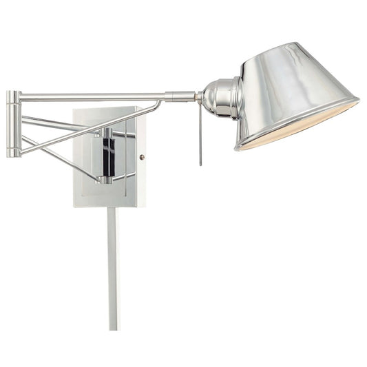 George Kovacs Swing Arm 1-Light Wall Sconce | Contemporary Chrome | Bedroom & Living Room Reading Light | 15 x 8 x 6 in, Dimmable | Model P611-077