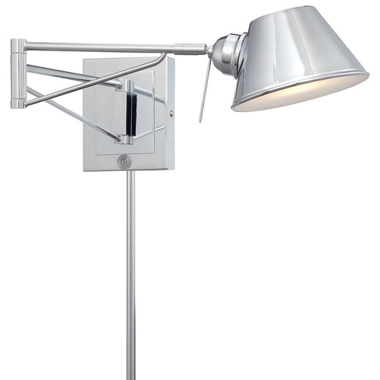 George Kovacs Swing Arm LED Wall Sconce | Contemporary Chrome | Bedroom & Living Room Reading Light | 15 x 8 x 6 in, Integrated LED | Model P611-077-L