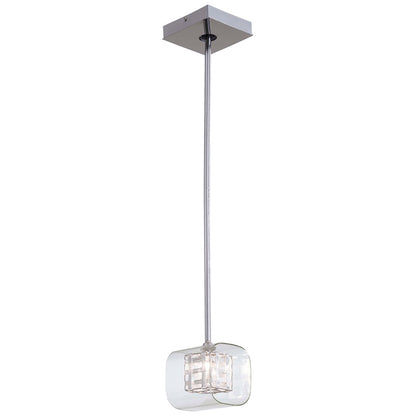 George Kovacs Jewel Box 5in 1-Light Mini Pendant | Contemporary Chrome and Clear Glass | Kitchen Island & Accent | 5 x 5 x 6 in | Model P801-077