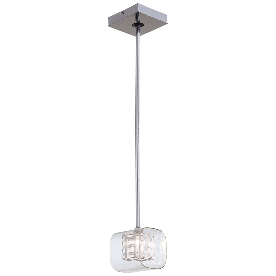 George Kovacs Jewel Box 5in 1-Light Mini Pendant | Contemporary Chrome and Clear Glass | Kitchen Island & Accent | 5 x 5 x 6 in | Model P801-077
