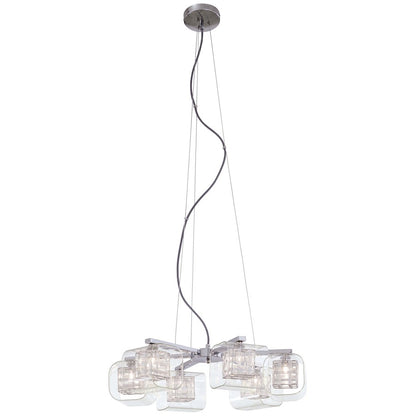 George Kovacs Jewel Box 23in 6-Light Chandelier | Contemporary Chrome and Clear Glass | Dining Room & Living Room | 23 x 6 in | Model P806-077
