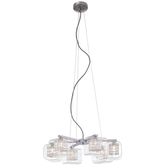 George Kovacs Jewel Box 23in 6-Light Chandelier | Contemporary Chrome and Clear Glass | Dining Room & Living Room | 23 x 6 in | Model P806-077