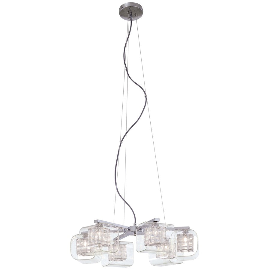 George Kovacs Jewel Box 23in 6-Light Chandelier | Contemporary Chrome and Clear Glass | Dining Room & Living Room | 23 x 6 in | Model P806-077