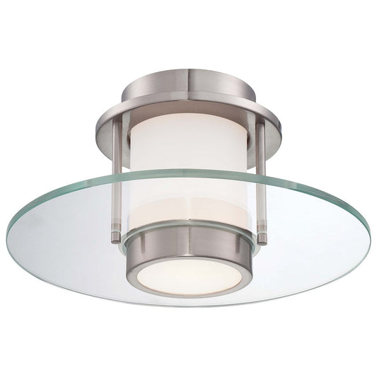 George Kovacs 1-Light Flush Mount | Contemporary Brushed Nickel | Bedroom & Hallway Ceiling Light | 13 x 7 in, ETL Listed | Model P854-084