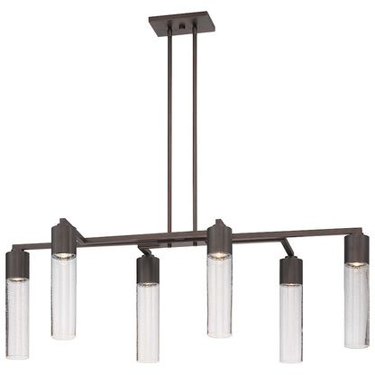George Kovacs Light Rain 42in 6-Light Island Light | Contemporary Copper Bronze Patina and Clear Seeded Glass | Kitchen Island & | Model P976-647