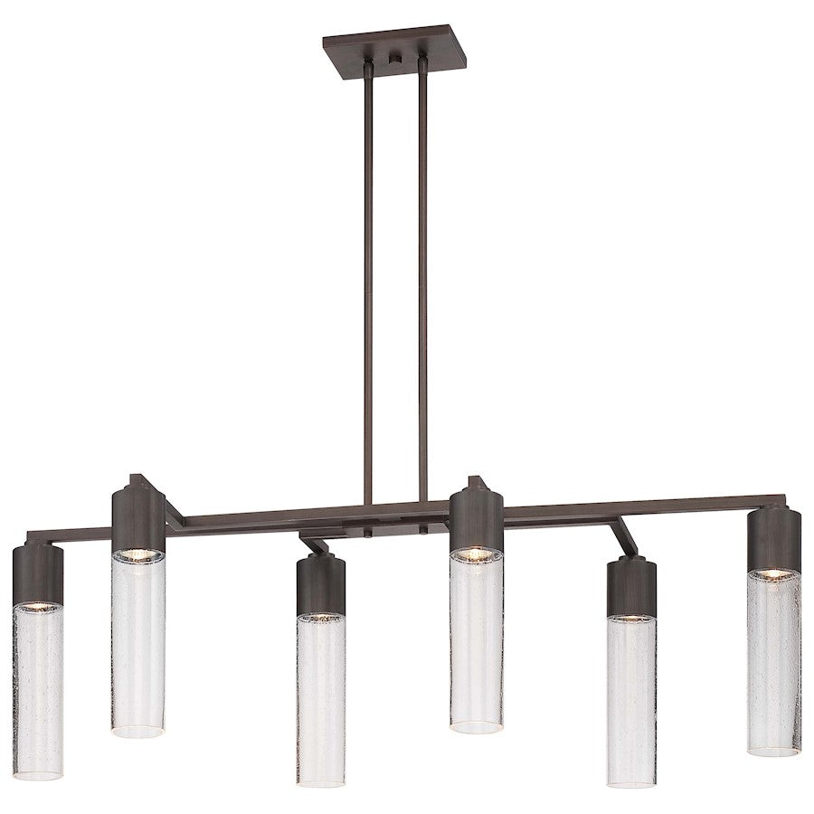 George Kovacs Light Rain 42in 6-Light Island Light | Contemporary Copper Bronze Patina and Clear Seeded Glass | Kitchen Island & | Model P976-647