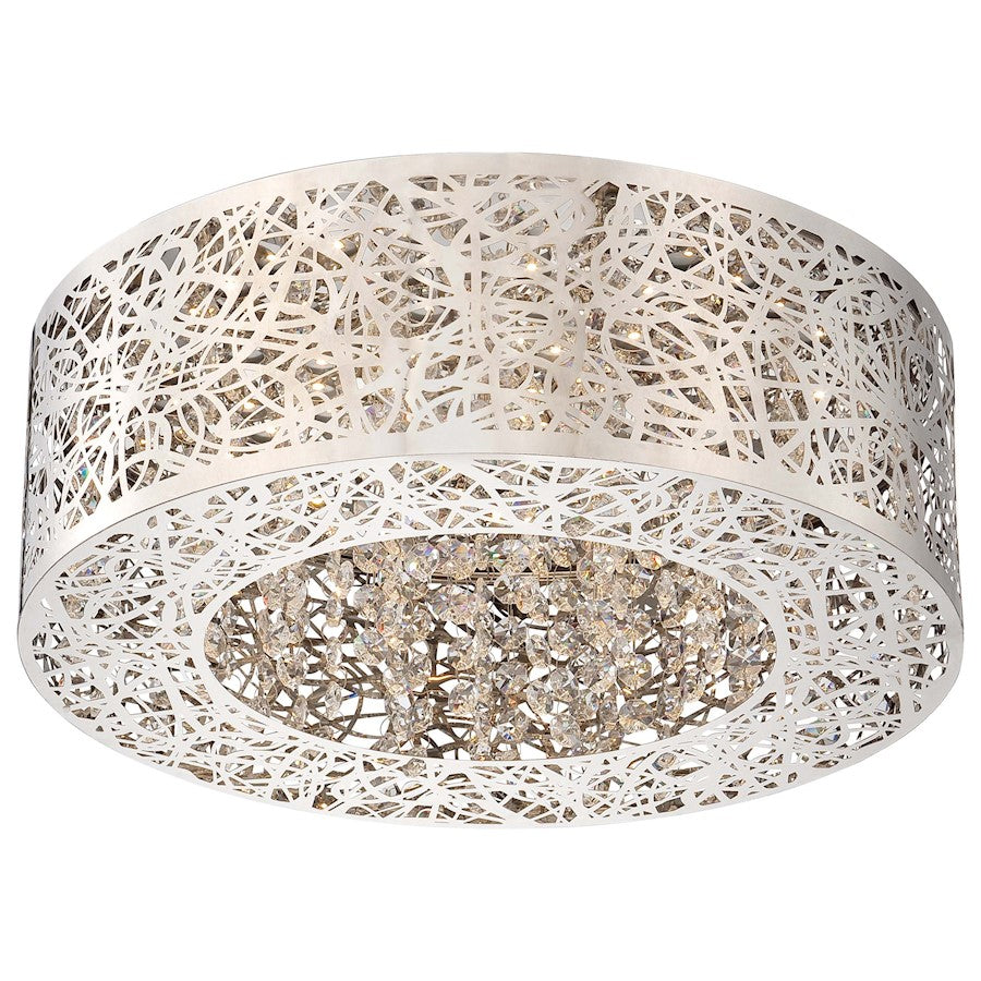 George Kovacs Hidden Gems 15in LED Flush Mount | Contemporary Chrome and Crystal | Bedroom & Hallway | 15 x 15 x 7 in | Model P980-077-L