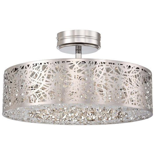George Kovacs Hidden Gems LED Semi Flush Mount | Contemporary Chrome with Crystal Accents | Living Room & Bedroom Ceiling Light | Model P985-077-L