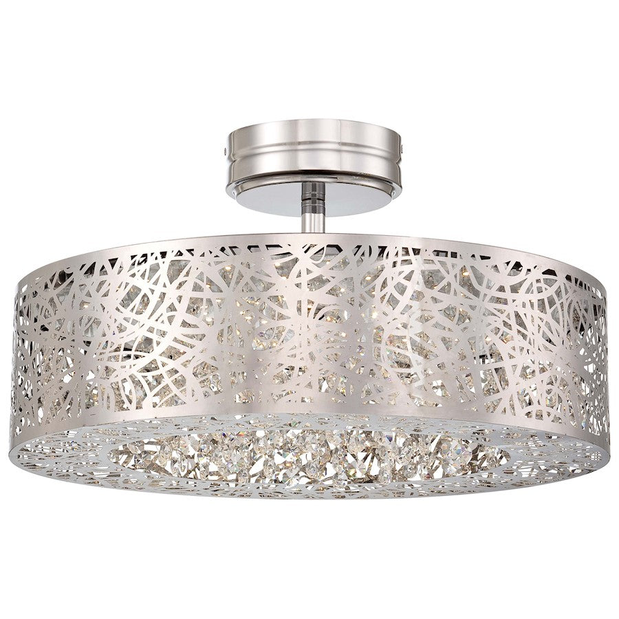 George Kovacs Hidden Gems LED Semi Flush Mount | Contemporary Chrome with Crystal Accents | Living Room & Bedroom Ceiling Light | Model P985-077-L