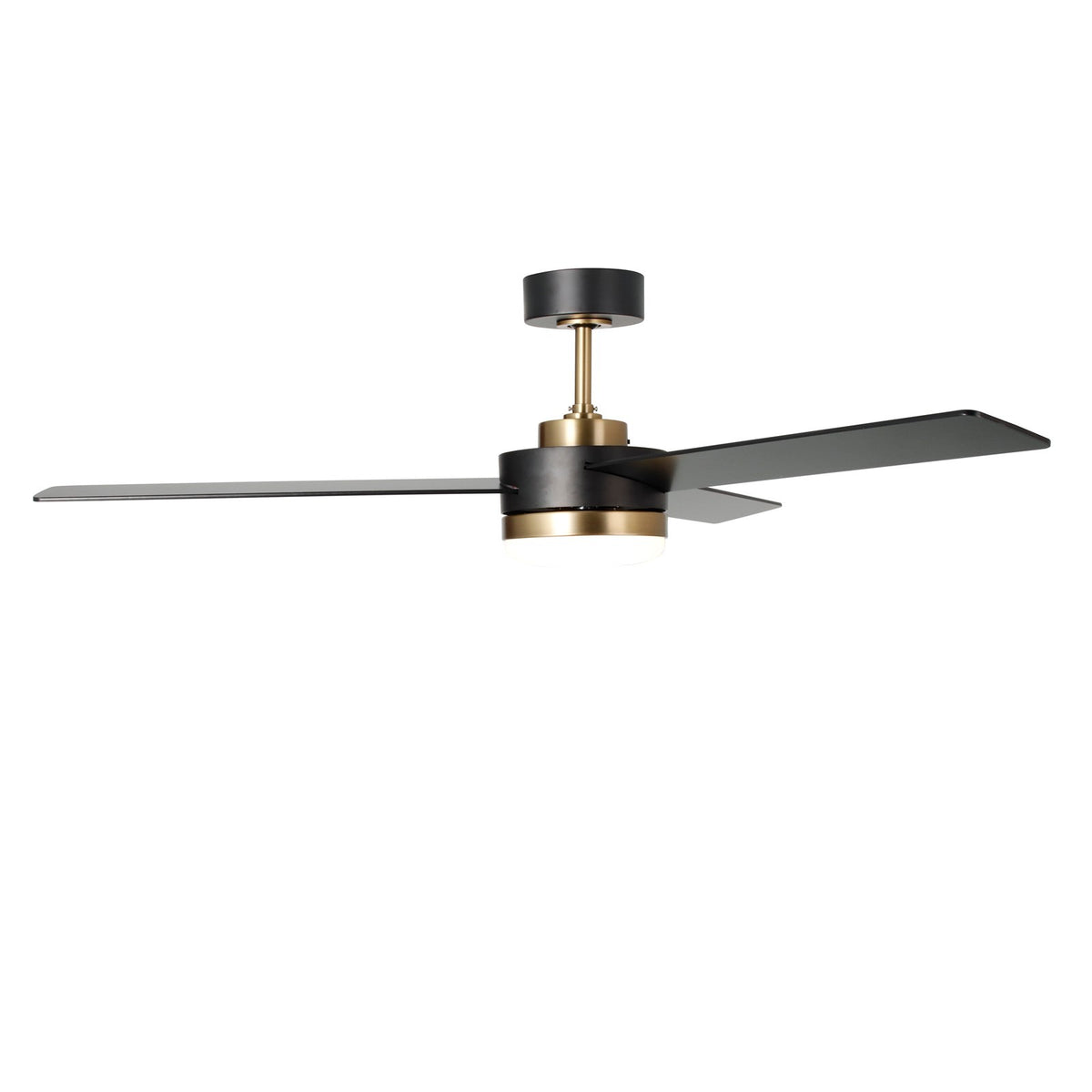 Millennium Lighting Trestwyn 52in 3-Blade 5CCT LED Ceiling Fan | Transitional Brass and Matte Black Plywood | Bedroom & Living | Model 1100LED-BR-MBK