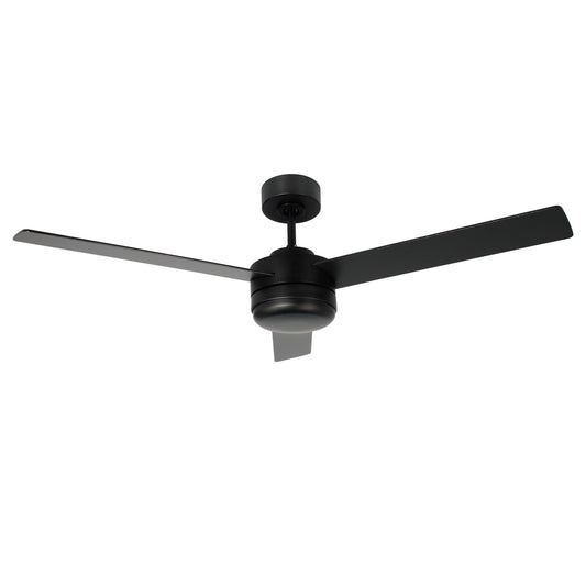 Millennium Lighting Trestwyn 52in 3-Blade 5CCT LED Ceiling Fan | Transitional Matte Black and Etched Acrylic | Bedroom | Model 1100LED-MBK-MBK