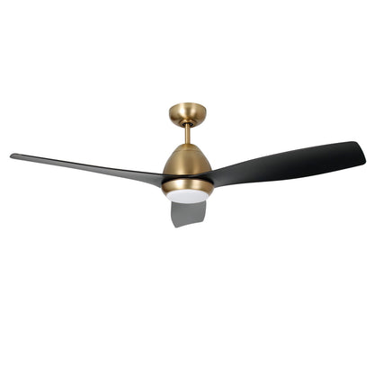 Millennium Lighting Kylpin 52in 3-Blade Ceiling Fan | Transitional Brass and Matte Black Acrylic | Bedroom & Kitchen | Model 1101LED-BR-MBK
