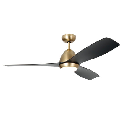 Millennium Lighting Kylpin 52in 3-Blade Ceiling Fan | Transitional Brass and Matte Black Acrylic | Bedroom & Kitchen | Model 1101LED-BR-MBK