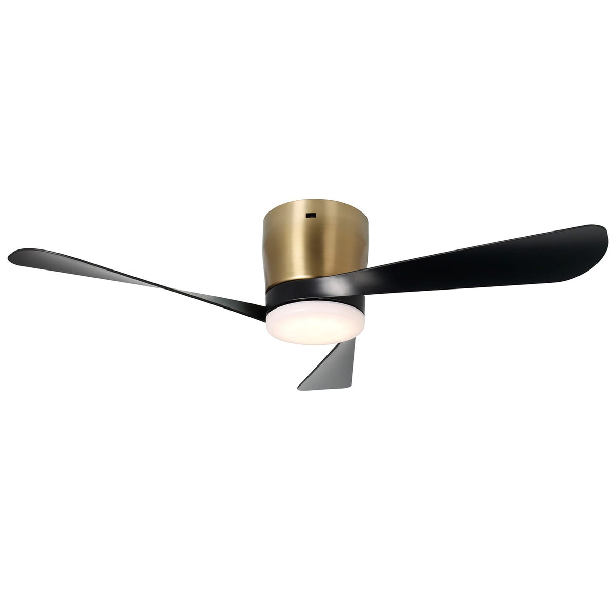 Millennium Lighting Lockbourne 48in 3-Blade 5CCT LED Flush Mount Ceiling Fan | Transitional Brass and Matte Black | Bedroom | Model 1102LED-BR-MBK