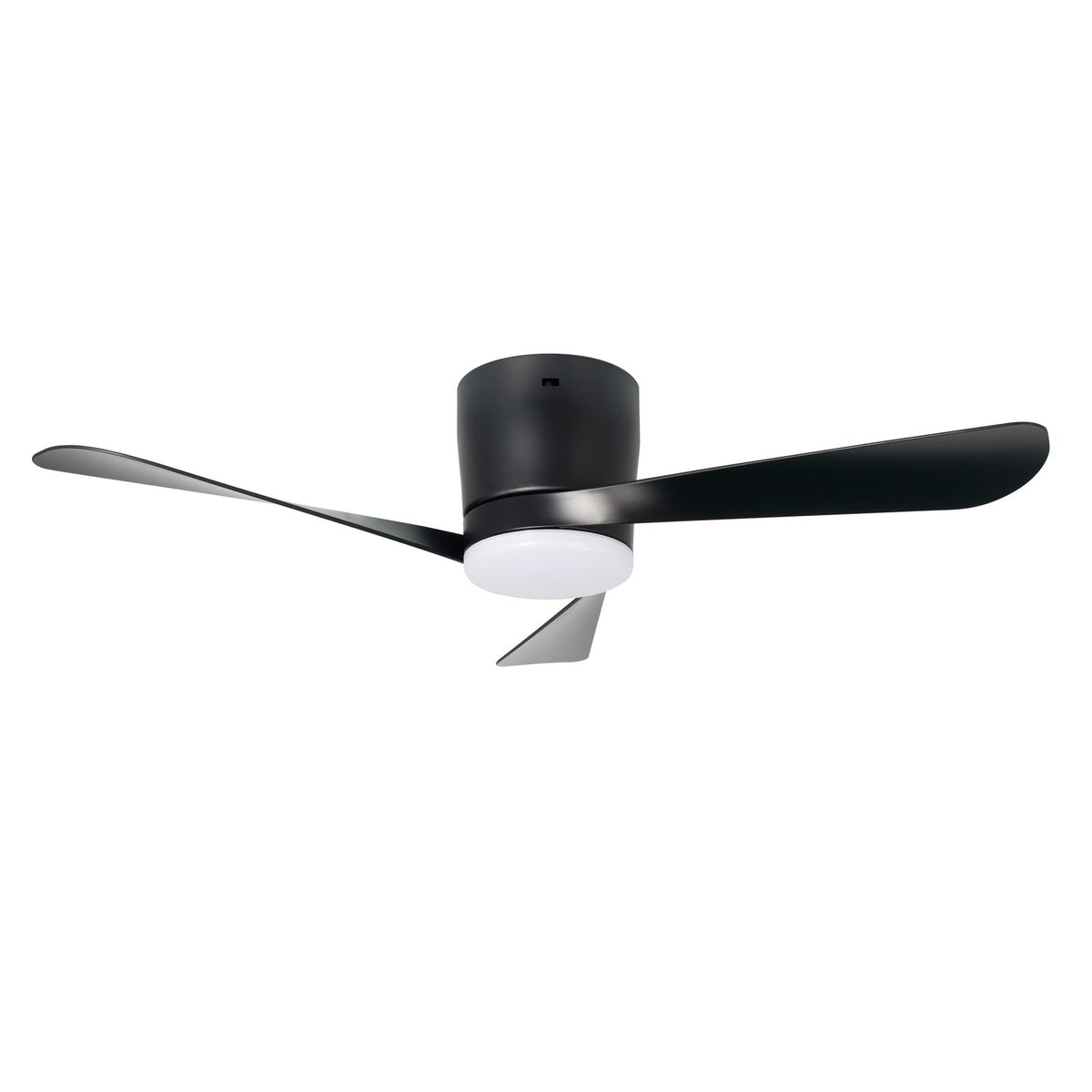 Millennium Lighting Lockbourne 48in 3-Blade 5CCT LED Flush Mount Ceiling Fan | Transitional Matte Black and Etched PC | Model 1102LED-MBK-MBK