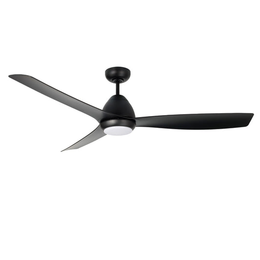 Millennium Lighting Kylpin 60in 3-Blade LED Ceiling Fan | Transitional Matte Black and Etched Acrylic | Bedroom & Living Room | Model 1111LED-MBK-MBK