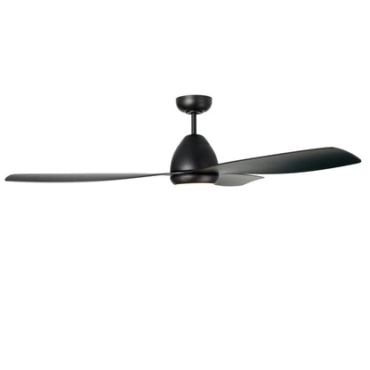 Millennium Lighting Kylpin 60in 3-Blade LED Ceiling Fan | Transitional Matte Black and Etched Acrylic | Bedroom & Living Room | Model 1111LED-MBK-MBK