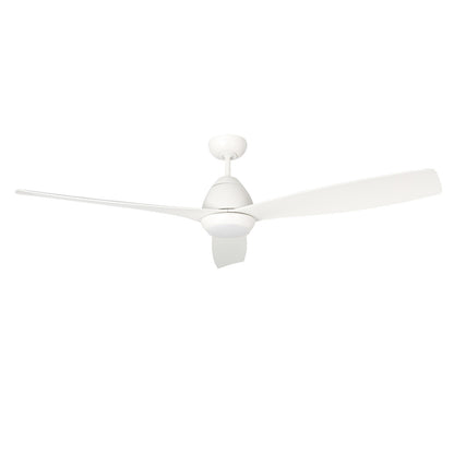 Millennium Lighting Kylpin 60in 3-Blade LED Ceiling Fan | Transitional Matte White and Etched Acrylic | Bedroom & Living Room | Model 1111LED-MWW-MWW