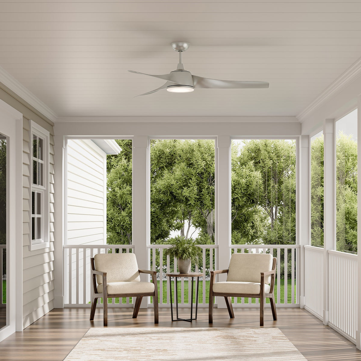 Millennium Lighting Hammerlin 60in 3-Blade Ceiling Fan | Transitional Brushed Pewter and Etched PC | Bedroom & Living Room | Model 1113LED-BP-BP