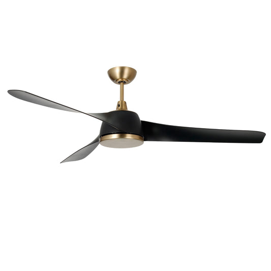 Millennium Lighting Hammerlin 60in 3-Blade Ceiling Fan | Transitional Brass and Matte Black Etched PC | Bedroom & Living Room | Model 1113LED-BR-MBK