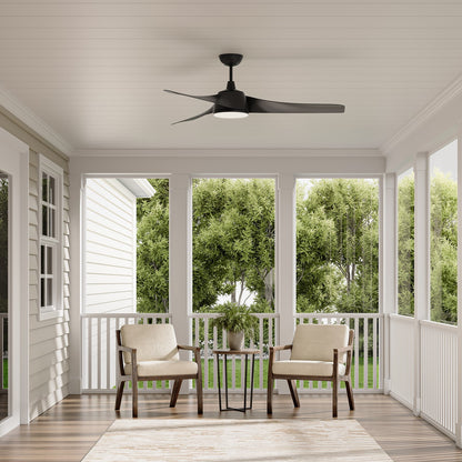 Millennium Lighting Hammerlin 60in 3-Blade Ceiling Fan | Transitional Matte Black and Etched PC | Bedroom & Living Room | Model 1113LED-MBK-MBK