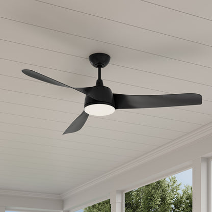 Millennium Lighting Hammerlin 60in 3-Blade Ceiling Fan | Transitional Matte Black and Etched PC | Bedroom & Living Room | Model 1113LED-MBK-MBK