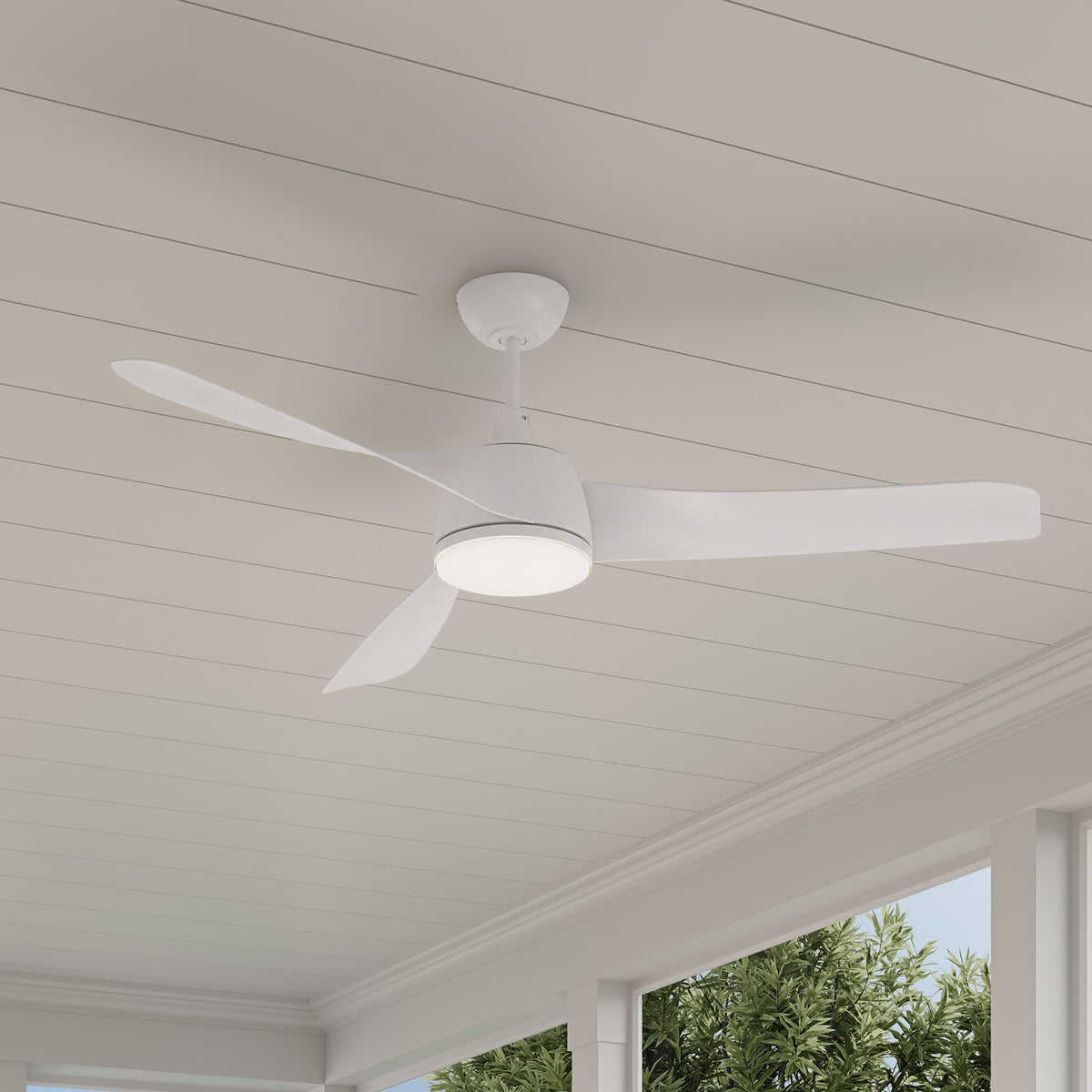 Millennium Lighting Hammerlin 60in 3-Blade LED Ceiling Fan | Transitional Matte White and Etched PC Lens | Living Room | Model 1113LED-MWW-MWW
