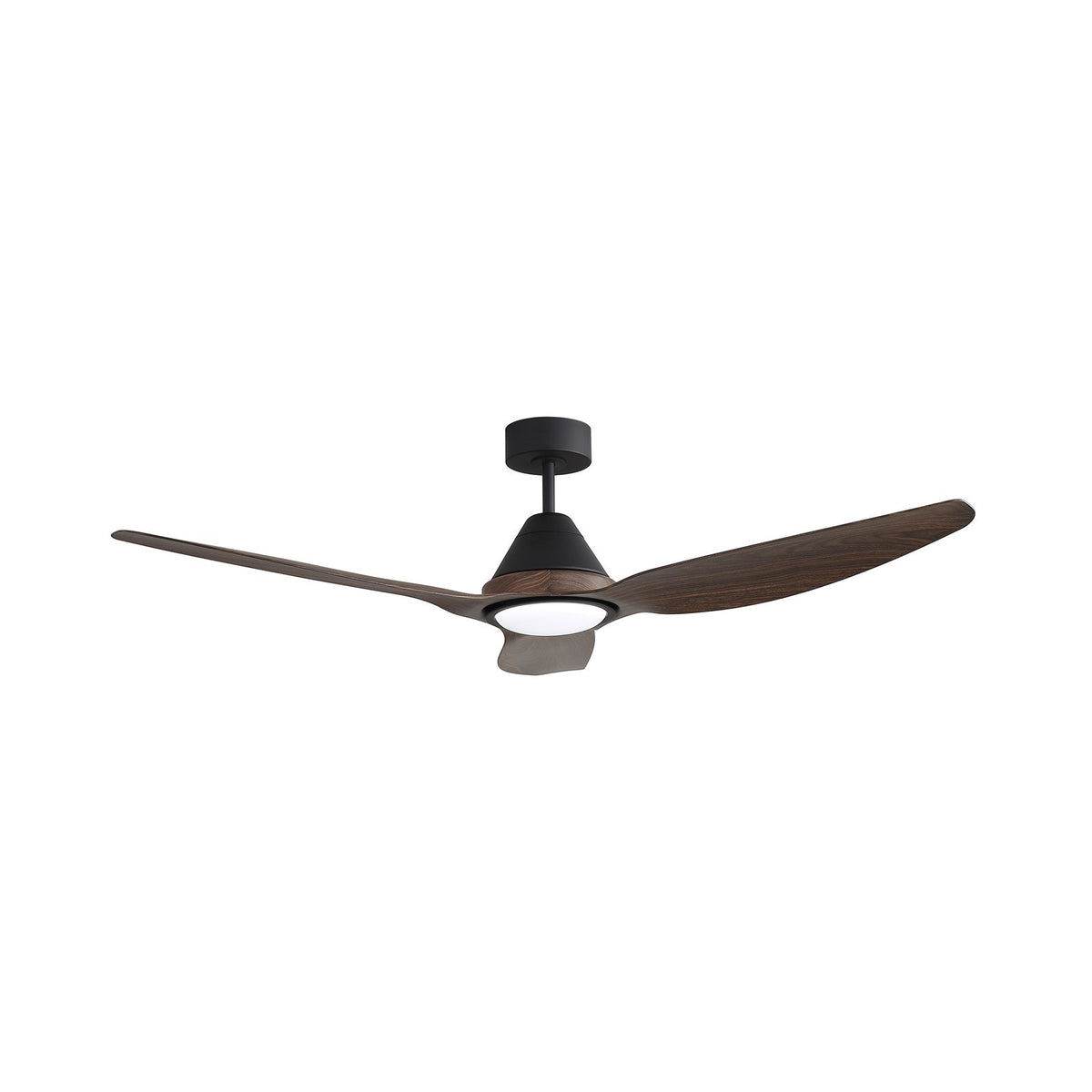 Millennium Lighting Karrston 54in 3-Blade LED Ceiling Fan | Transitional Matte Black and Walnut Acrylic Lens | Living Room | Model 1120LED-MBK-WT