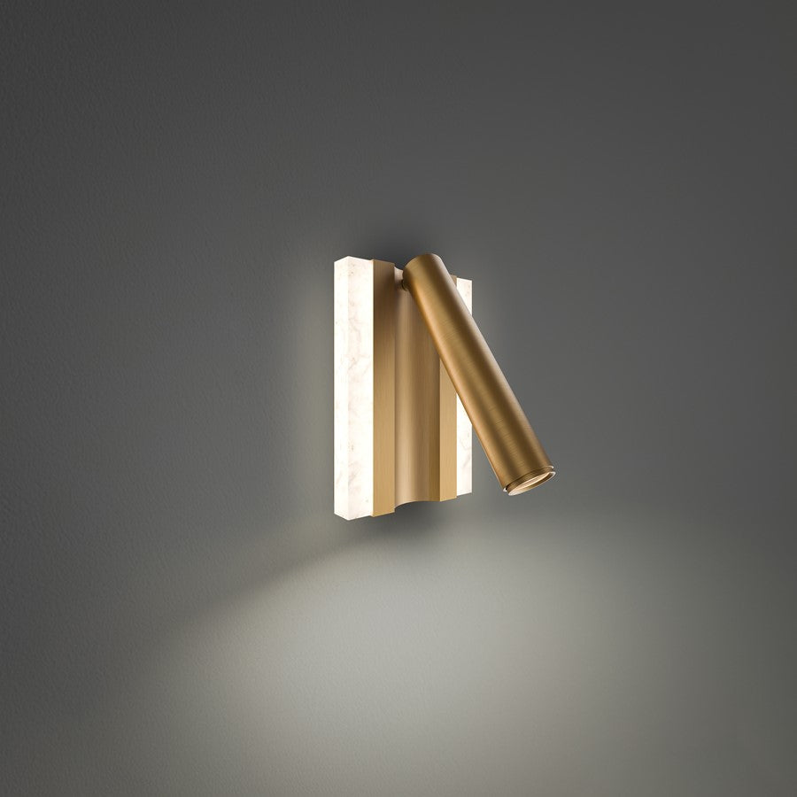 Modern Forms Ivery 1Lt 9" LED Reading Light, Brass/White/Alabaster