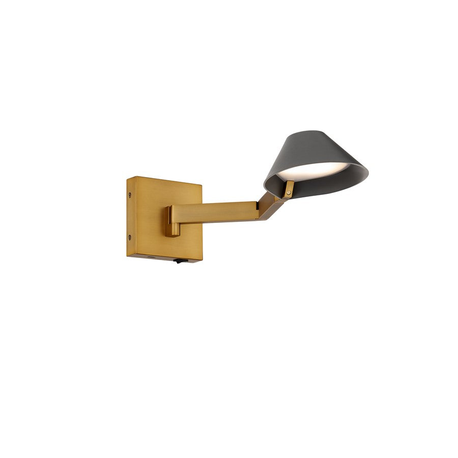 Modern Forms Pavilion 5" LED Swing Arm Light, Black Brass/White - BL-40522-BK-AB