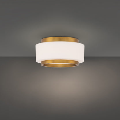 Modern Forms Preston 1Lt 8" LED Flush Mount/3000K, Brass/Opal