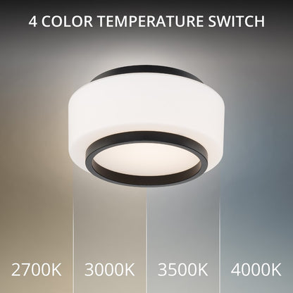 Modern Forms Preston 1Lt 8" LED Flush Mount/3000K, Black/Opal