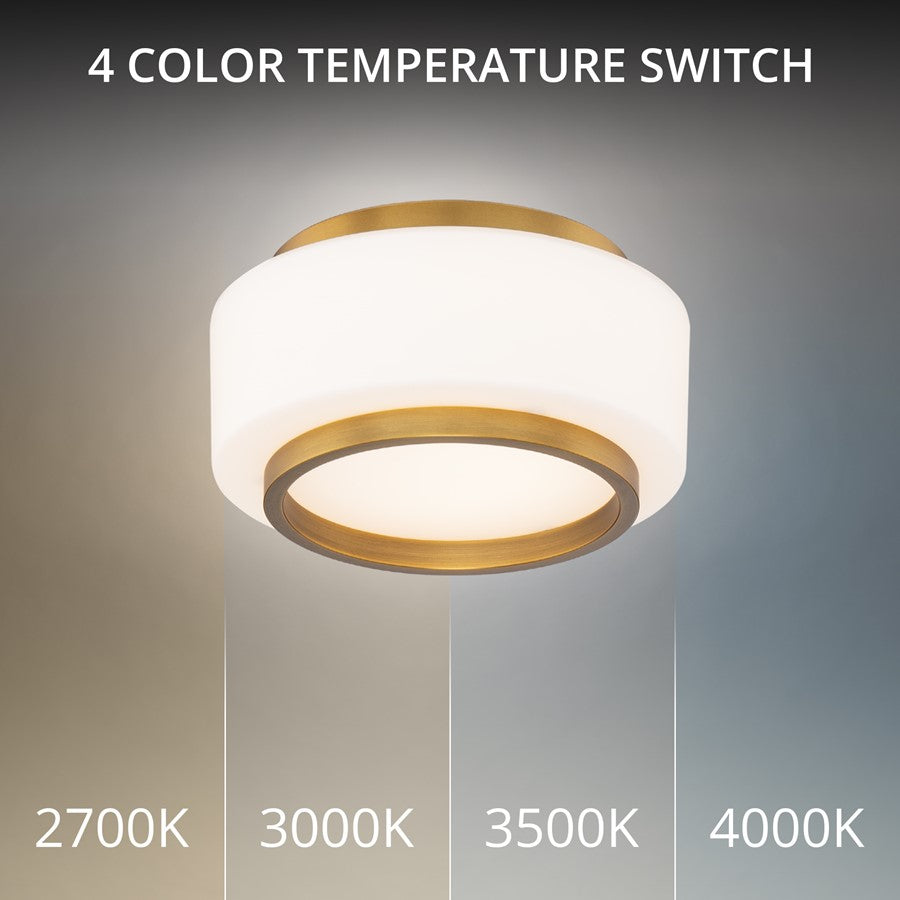 Modern Forms Preston 1Lt 8" LED Flush Mount/3500K, Brass/Opal