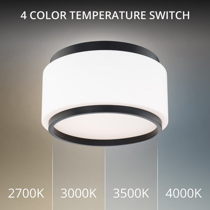 Modern Forms Preston 1Lt 16" LED Flush Mount/3000K, Black/Opal