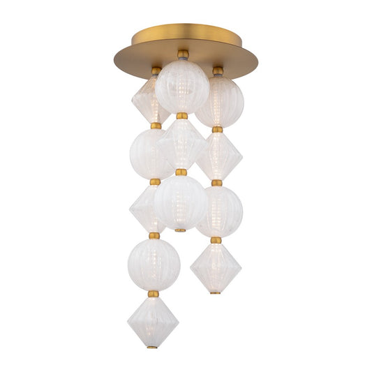 Modern Forms Pearla 12Lt 23" LED Semi-Flush, BR/WH/Unique Pattern - FM-2523-AB