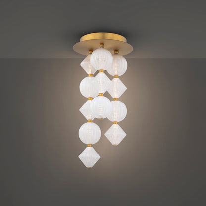 Modern Forms Pearla 12Lt 23" LED Semi-Flush, BR/White/Unique Pattern