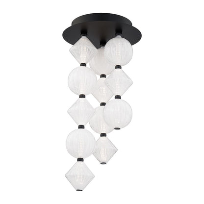 Modern Forms Pearla 12Lt 23" LED Semi-Flush, BK/WH/Unique Pattern - FM-2523-BK