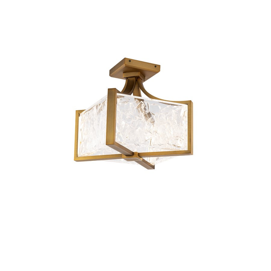Modern Forms Emblem 1Lt 12" LED Semi-Flush Mount, Aged Brass/Clear - FM-32112-AB