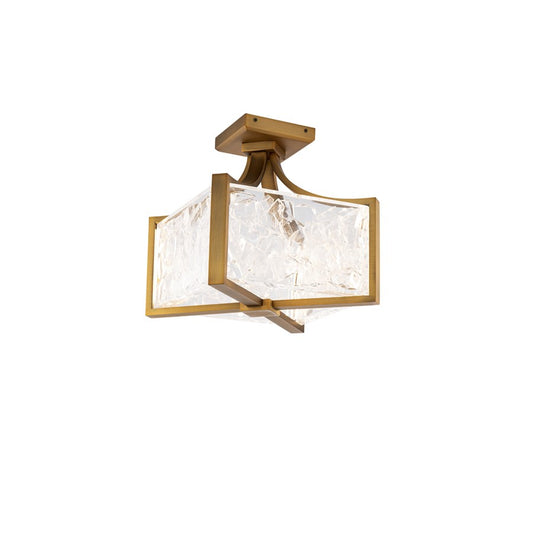 Modern Forms Emblem 1Lt 12" LED Semi-Flush Mount, Aged Brass/Clear - FM-32112-AB
