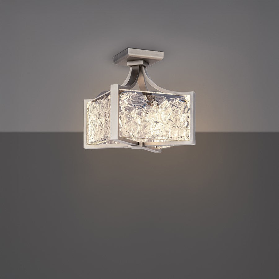 Modern Forms Emblem 1Lt 12" LED Semi-Flush Mount, Nickel/Clear