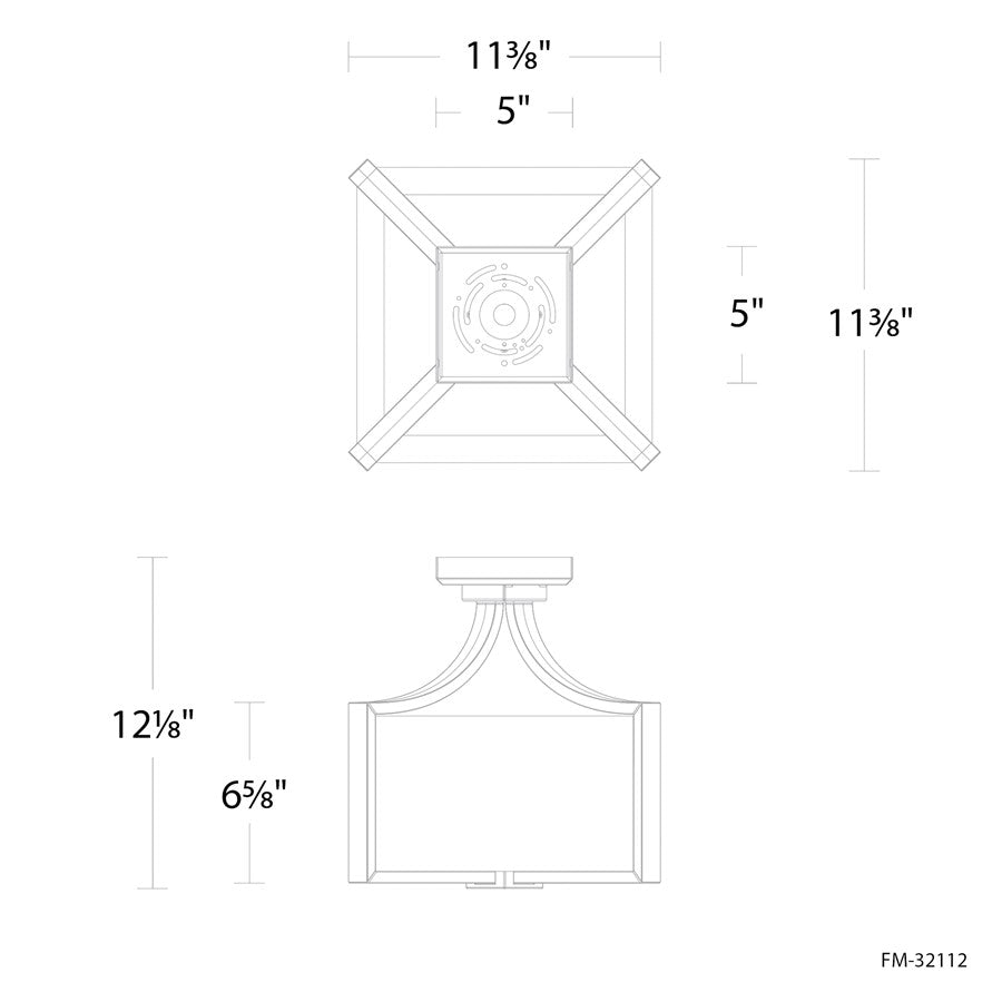 Modern Forms Emblem 1Lt 12" LED Semi-Flush Mount, Nickel/Clear