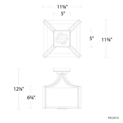 Modern Forms Emblem 1Lt 12" LED Semi-Flush Mount, Nickel/Clear