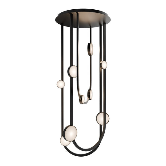 Modern Forms Tableau 10Lt 51" LED Semi-Flush/2700K, BK/Cloudy - FM-42551-27-BK