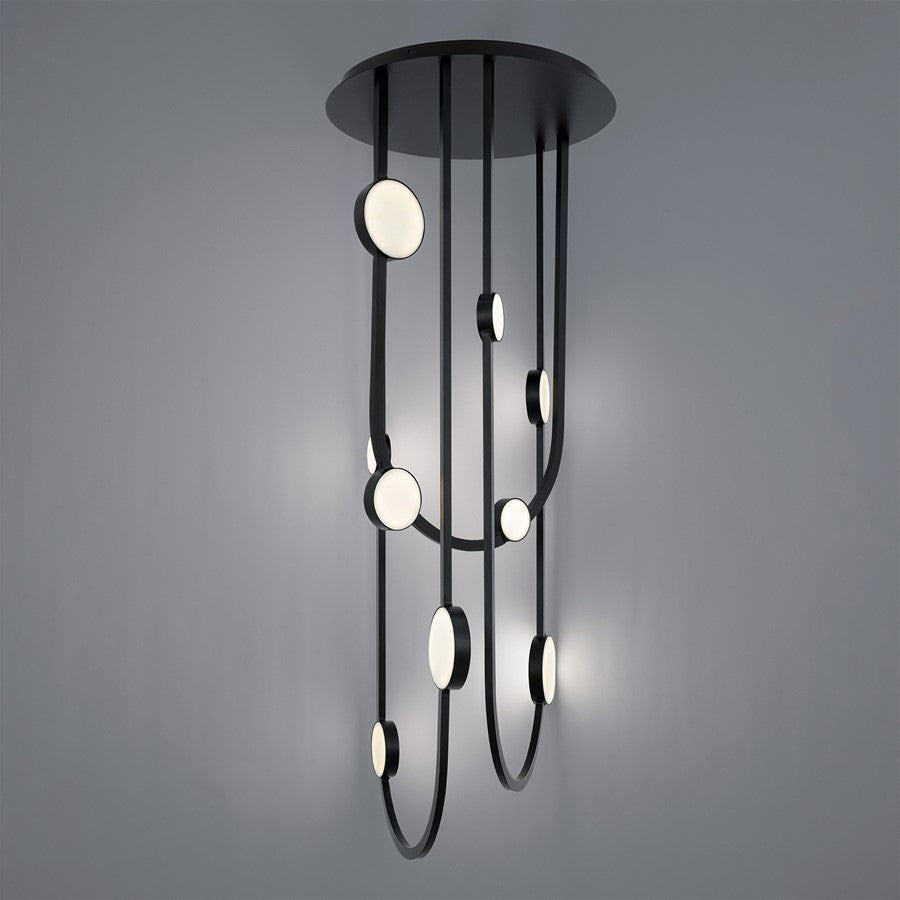 Modern Forms Tableau 10Lt 51" LED Semi-Flush/2700K, Black/Cloudy